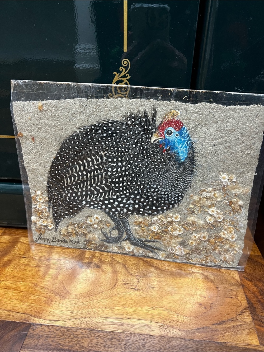 Mixed Media Wall Art Guinea Fowl created by artist Jenny Banks